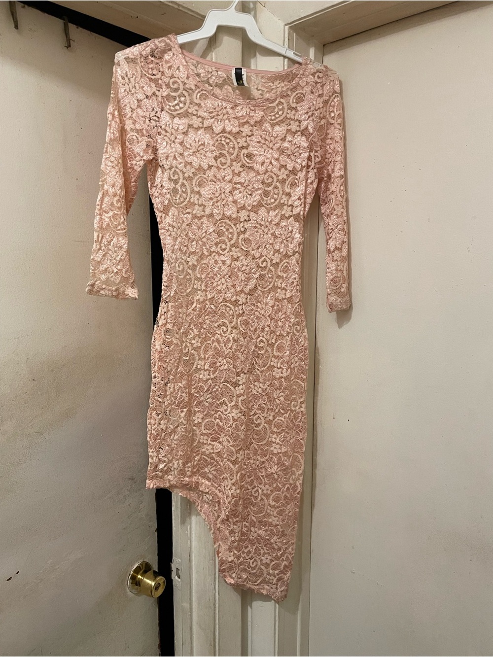 Women's Pink Lace Asymmetric Dress Size Large
